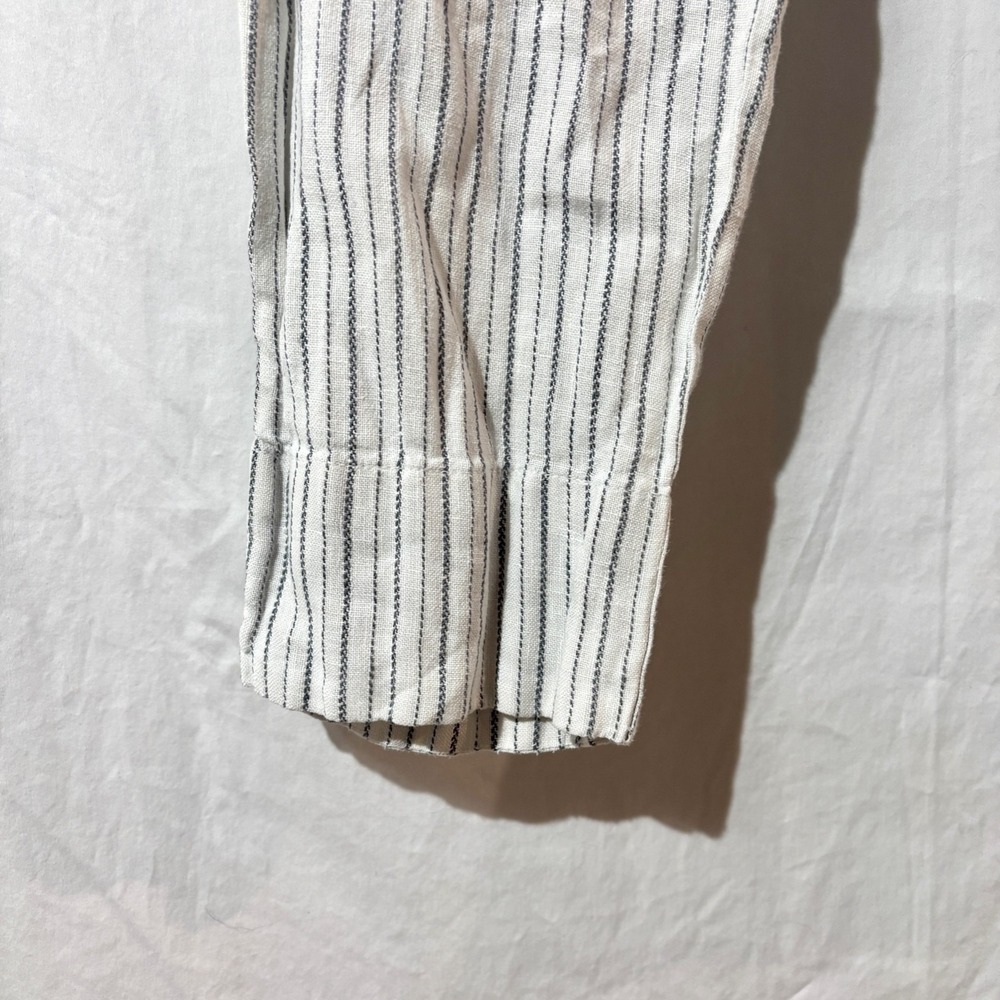 Athleta Women's Bali White Striped 100% Linen‎ Pants Elastic Waist - Picture 4 of 11